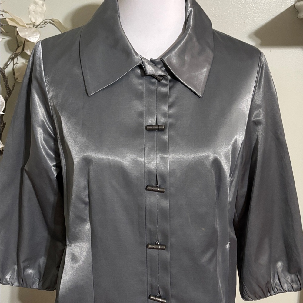 Chico's Metallic Gray Blazer - Picture 2 of 5